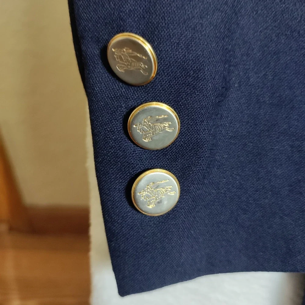 Vintage Burrbery Navy‎ Blue Mens Spots Coat 50in Chest